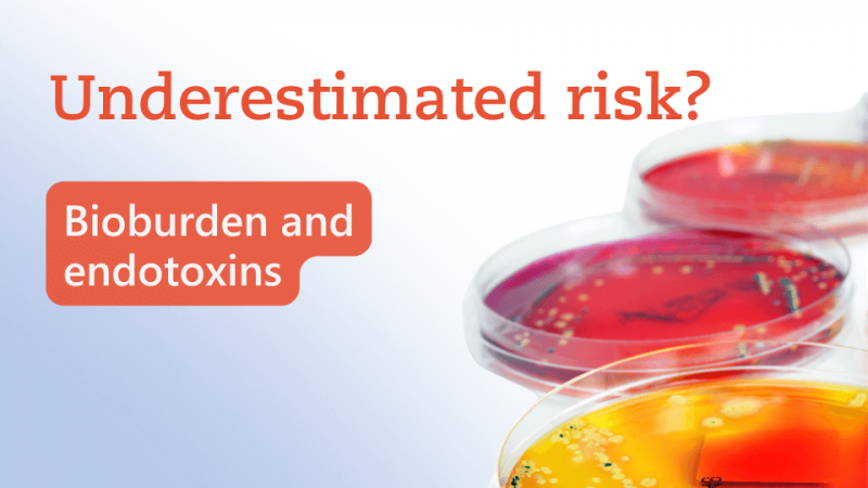 text image "Underestimated risk? Bioburden and endotoxins" by Metecon GmbH