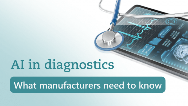 text image "AI in diagnostics - What manufacturers need to know" by Metecon GmbH